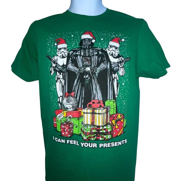 NWT Fifth Sun Star Wars Santa Darth Vader I Can Feel Your Presents Holiday Tee S - Picture 2 of 7